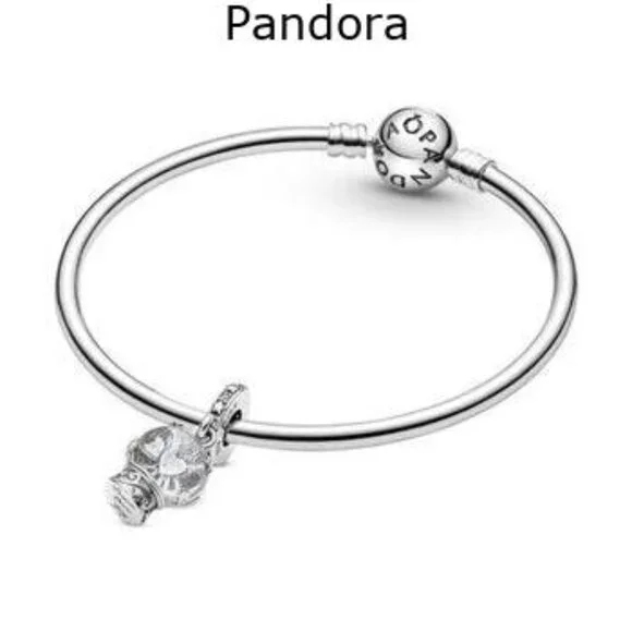 Pandora 925 Sterling Silver Snow Globe Angel Dangle Pendant Charm - Picture 2 of 5